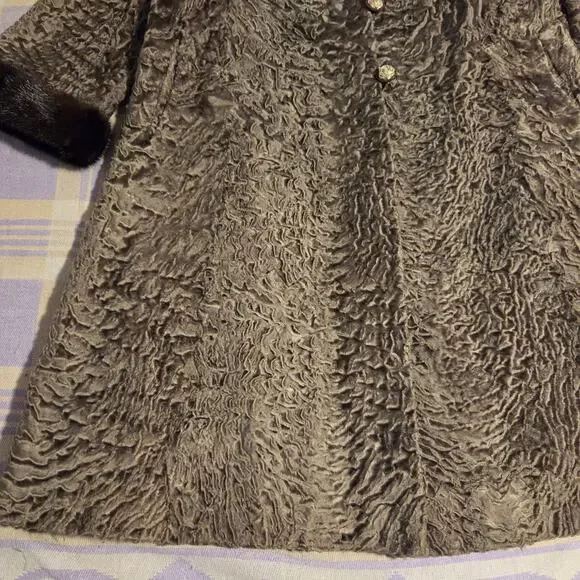 Vintage 40s 50s Rikes Dayton Persian Lamb Fur Mink Fur Collar Coat Penny Lane - Picture 13 of 16